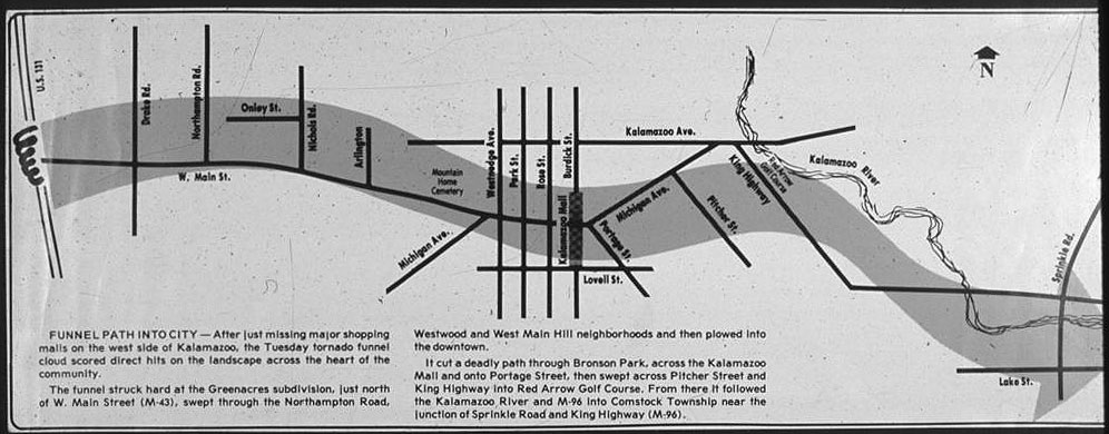 Tornado’s path through Kalamazoo
