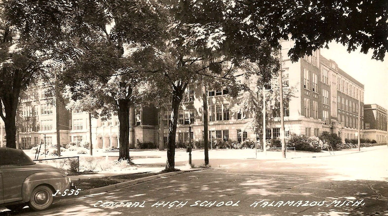 Kalamazoo “Old Central” High School, postcard view c.1939