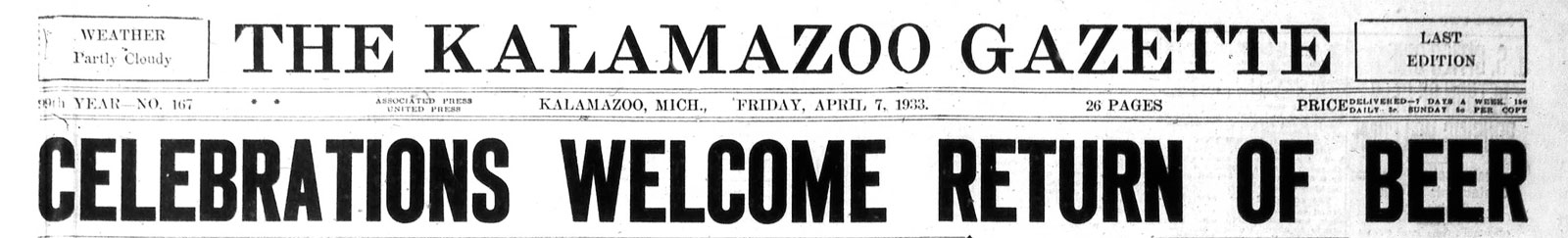Kalamazoo Gazette, 7 April 1933