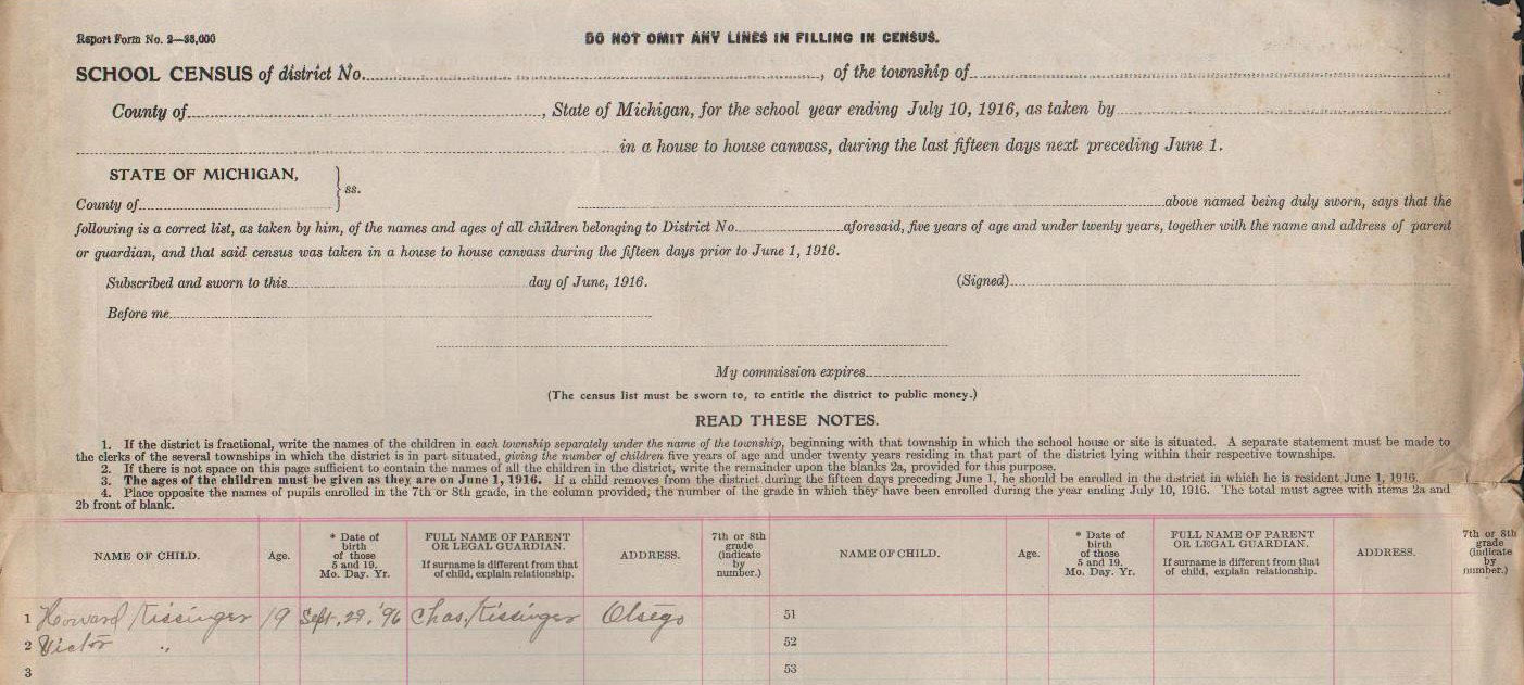 Hackley School Statistical Report 1916