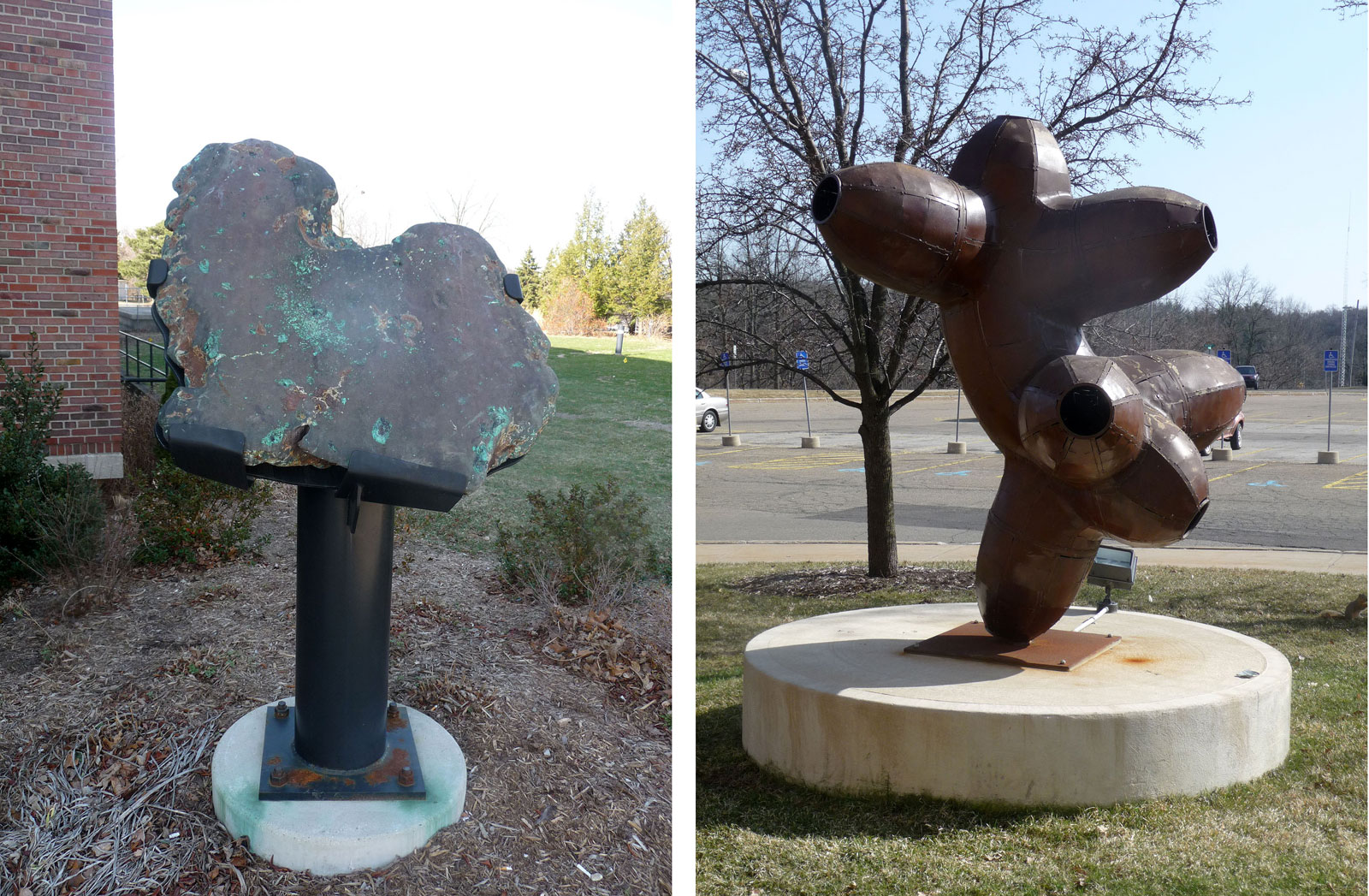 Michigan Copper and Shelter Shift sculptures