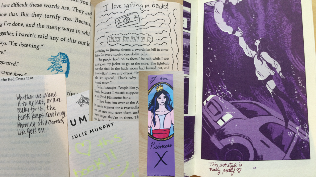 photos of various pages in books with doodle art drawn on them