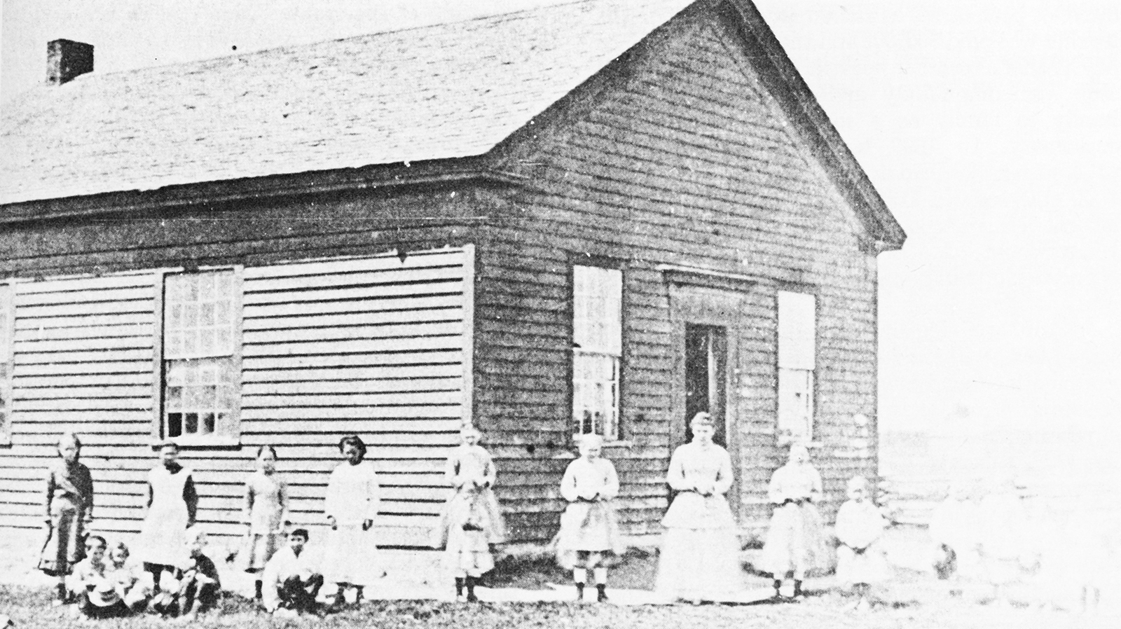 The old brown frame schoolhouse (District No. 5) at Centre and Westnedge, c.1879