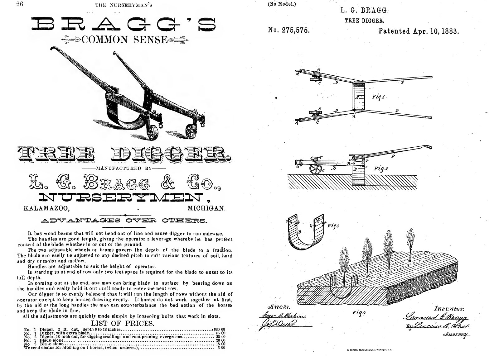 Bragg-tree-digger-ad-and-patent-1600